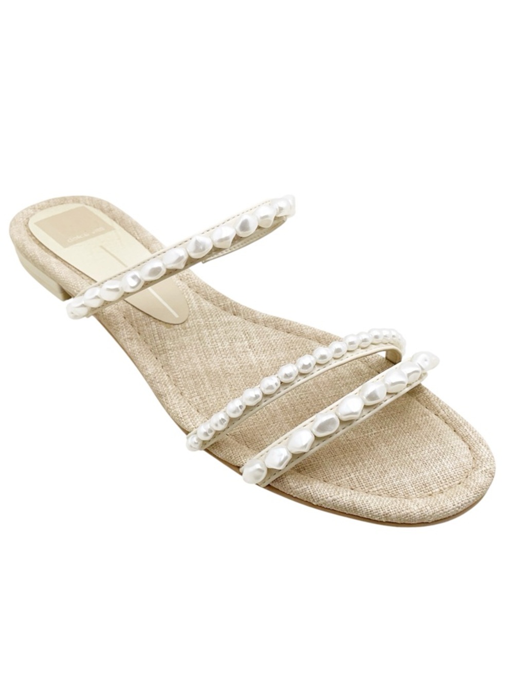 {Dolce Vita} Tinker Pearl Vanilla Strappy Slide Sandals - Picture 2 of 15